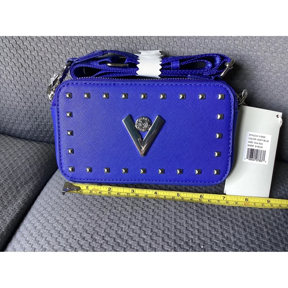 VIANEL Crossbody Bag‎ Studded Camera Bag Navy Blue Adjustable Strap